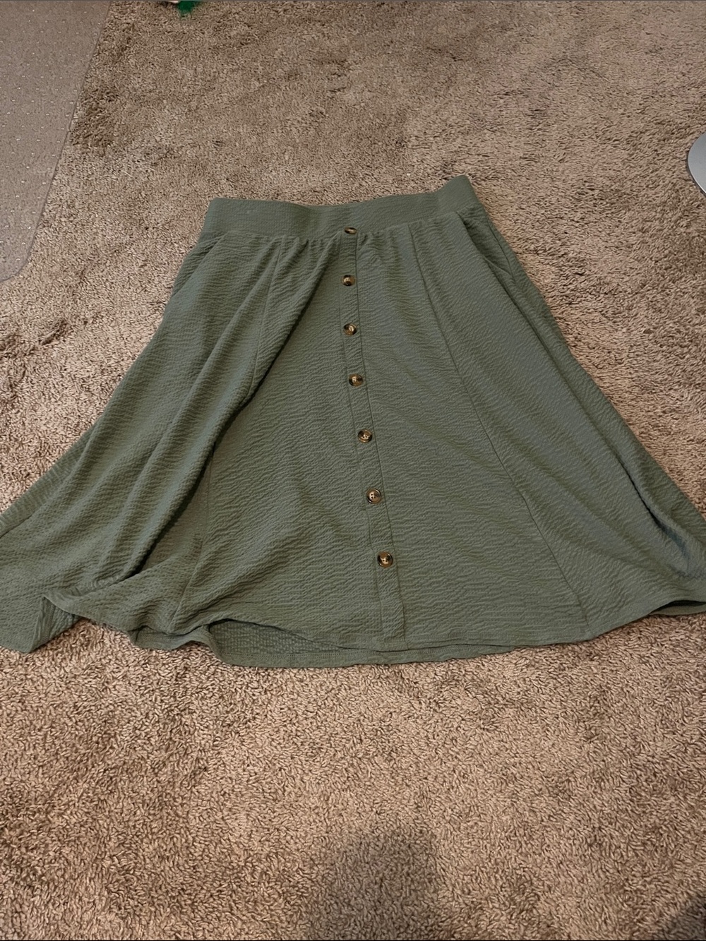 Torrid 00 green flare skirt buttons capsule layering
